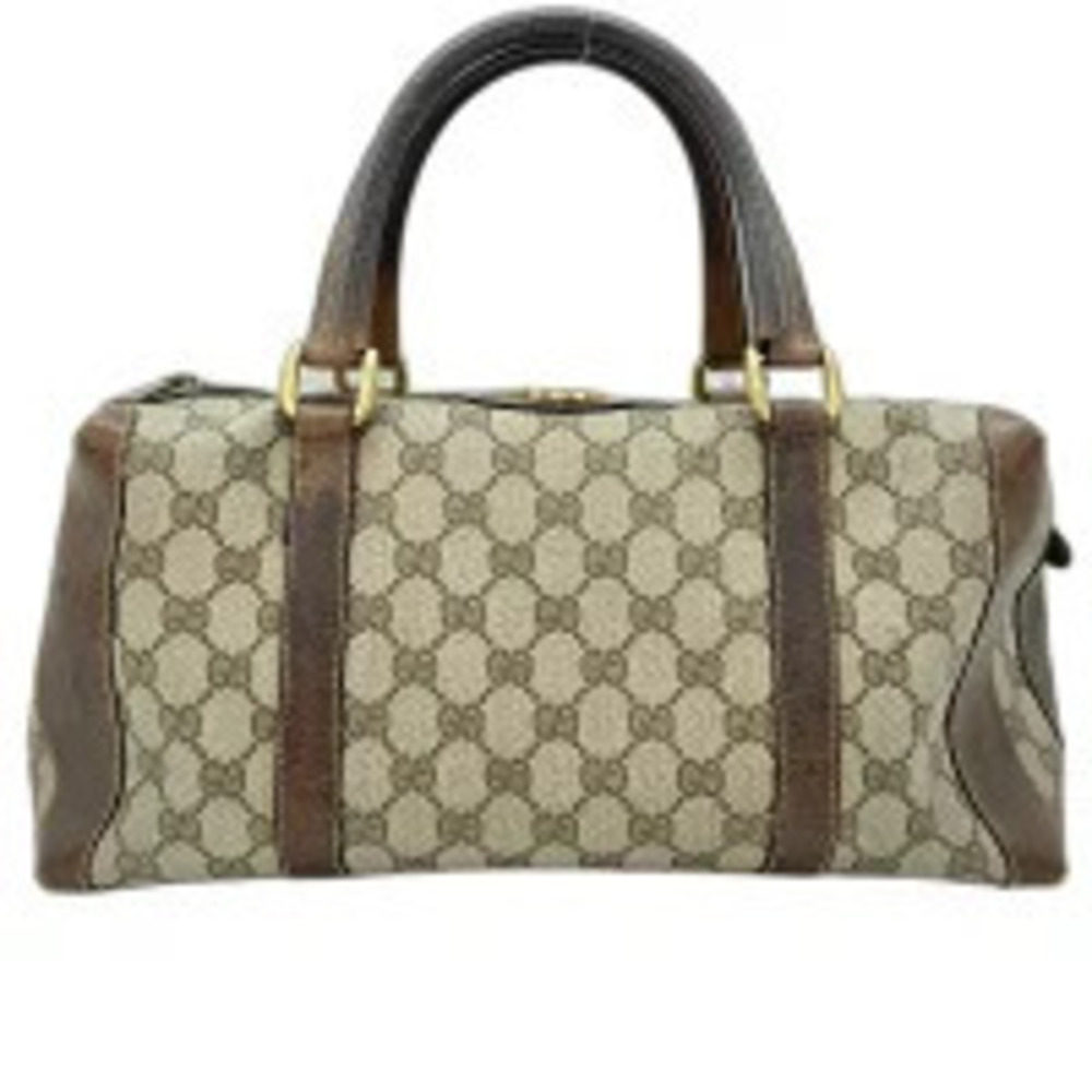 Gucci GG Supreme Plus Boston bag monogram canvas brown leather